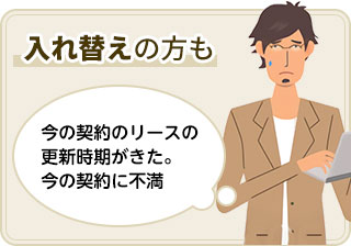 今の契約のリースの更新時期がきた。今の契約に不満